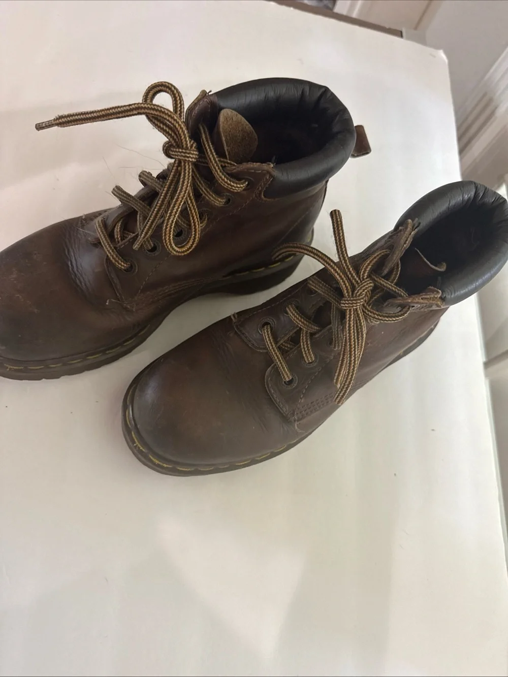 Dr Doc Martens Size 8 US Crazy Horse Lug Sole Boots Brown Leather England